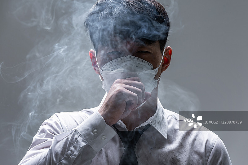 韩语，烟雾，口罩，有毒物质，吸烟，吸烟问题，停止吸烟图片素材