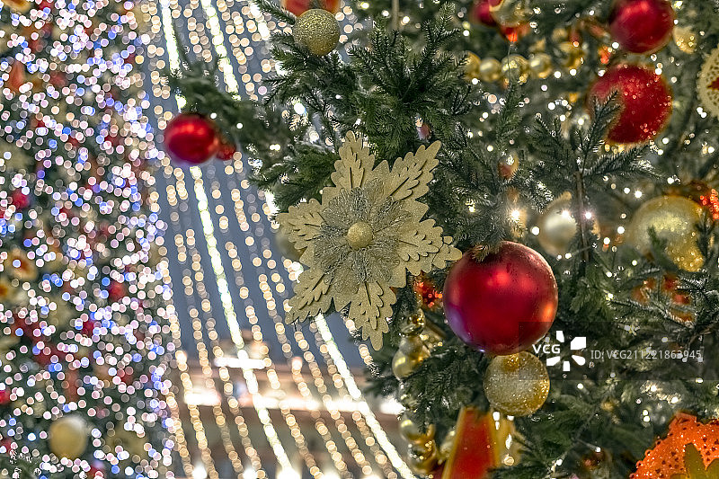 俄罗斯莫斯科街头一棵美丽的圣诞树图片素材