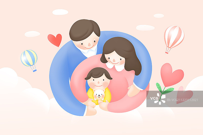 和谐的家庭，爱的家庭插图001图片素材