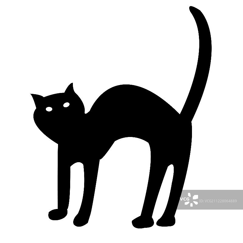 黑猫孤立在白色载体上图片素材