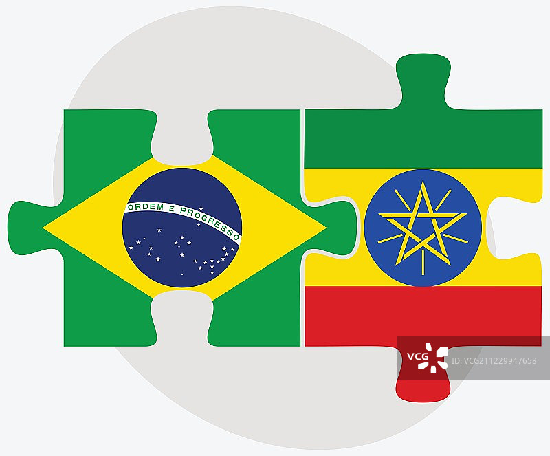 巴西和埃塞俄比亚国旗拼图图片素材