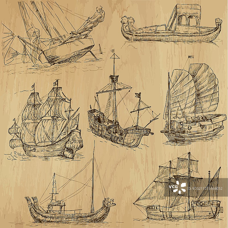 船-一个手绘的包图片素材