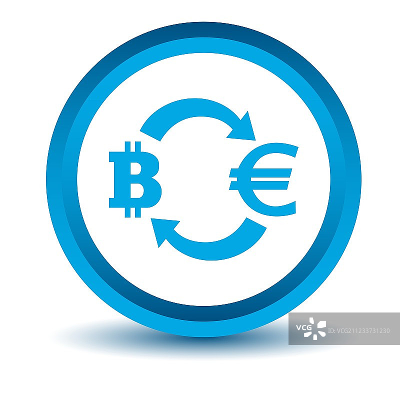 比特币-欧元交易所图标蓝色3D图片素材