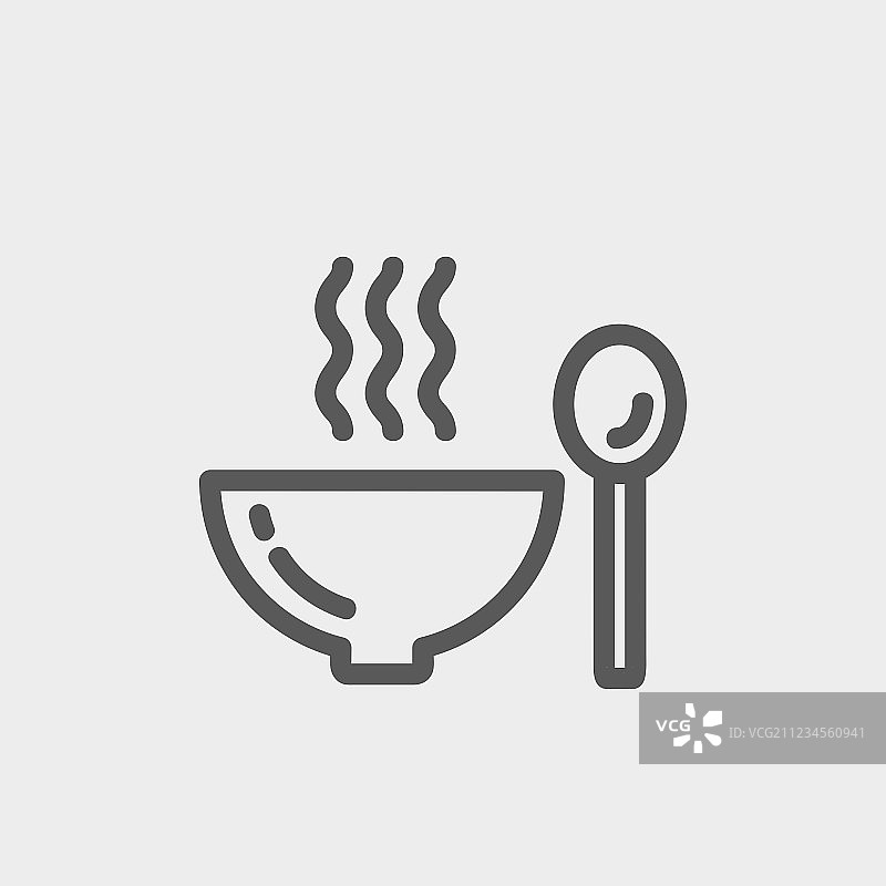碗里的热汤用勺子细细的线图片素材