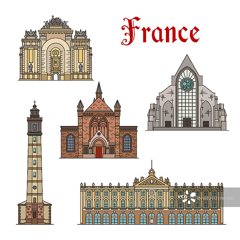 法国旅游地标建筑立面图片素材