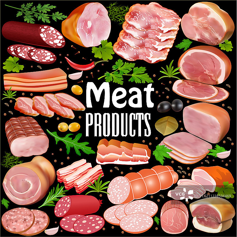 肉类产品与香料和芳香图片素材