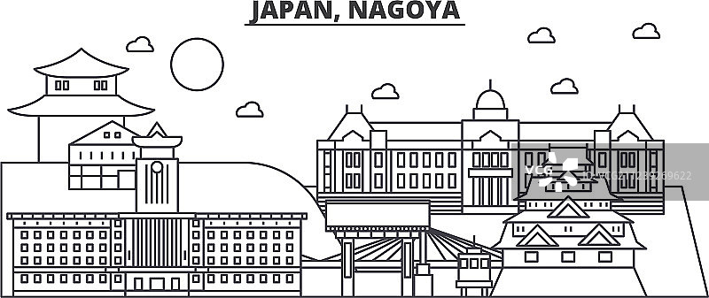 日本名古屋建筑线条天际线图片素材
