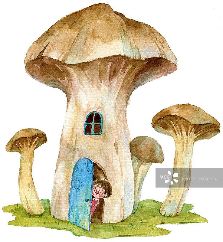 蘑菇与小女孩图片素材
