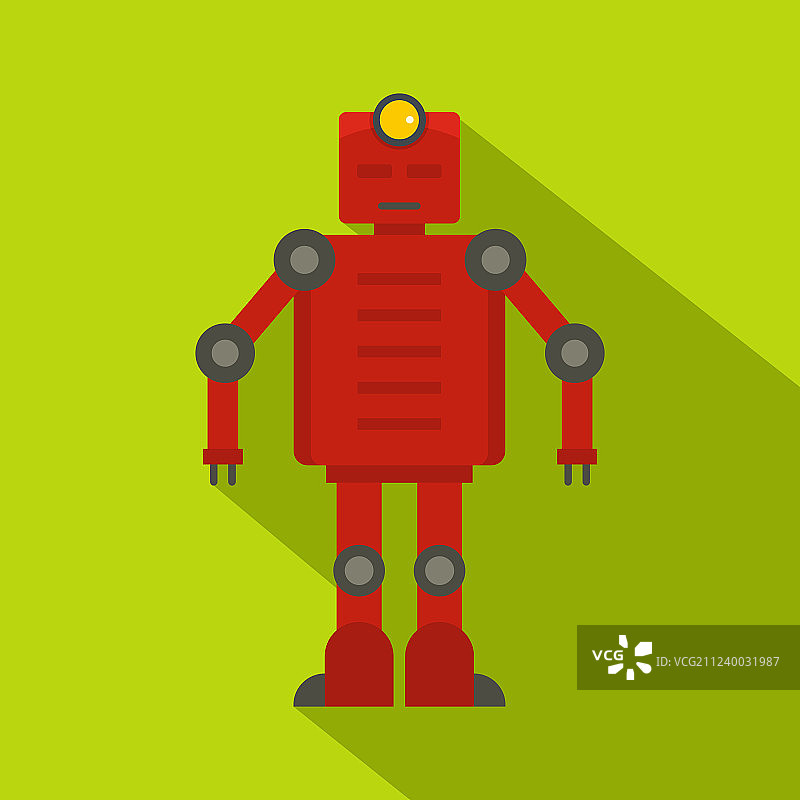 红色机器人图标平面风格图片素材