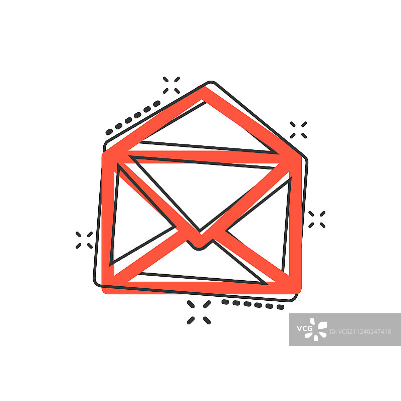 卡通邮件信封图标在漫画风格的电子邮件图片素材