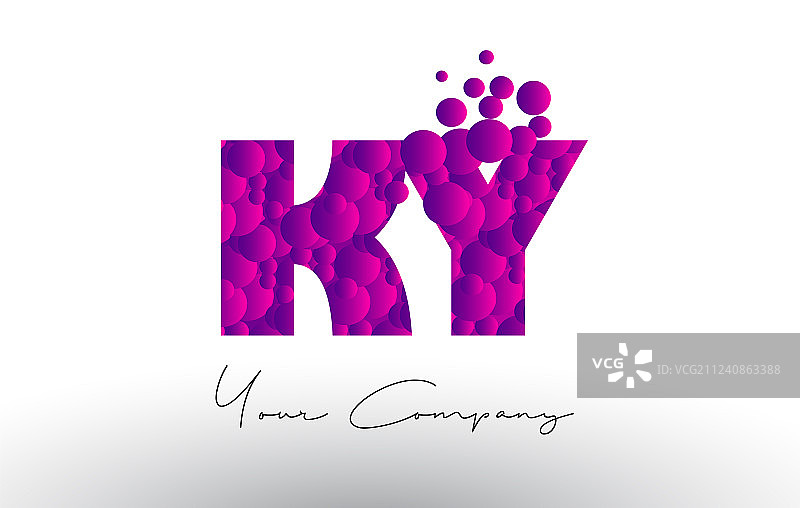 Ky ky圆点字母标志与紫色气泡图片素材