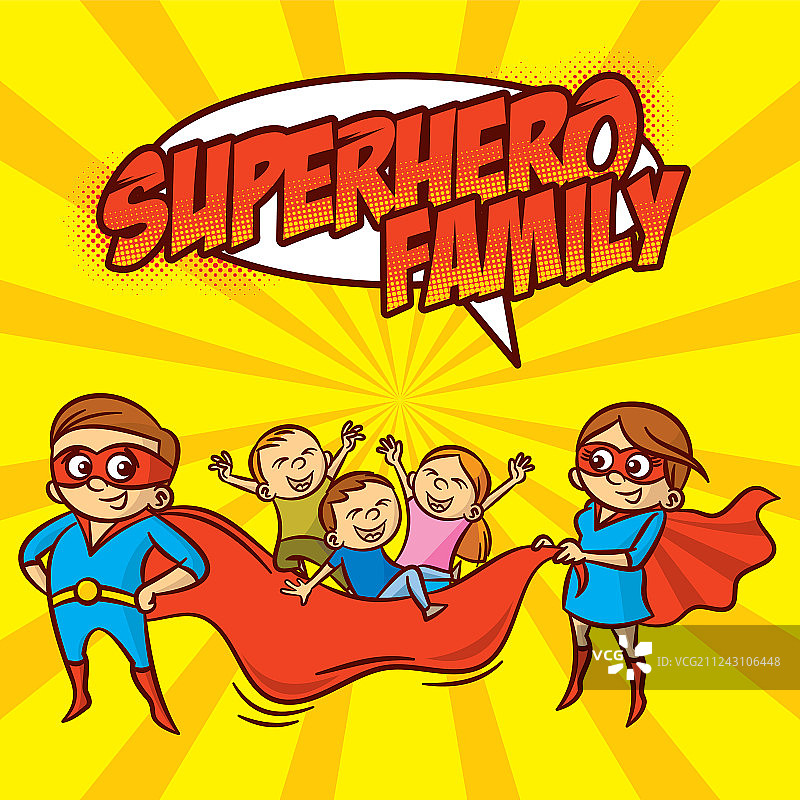 超级英雄家庭超级英雄卡通人物图片素材