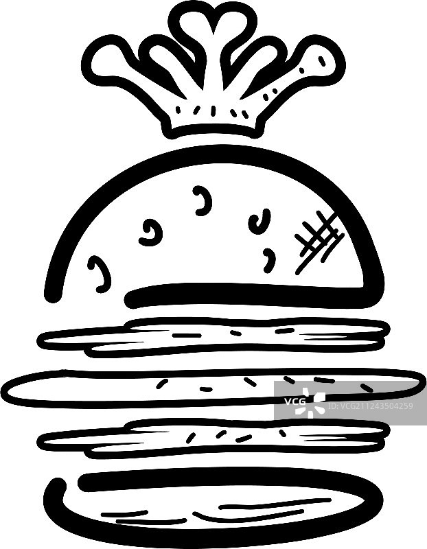 国王汉堡概念卡通平面和涂鸦图片素材