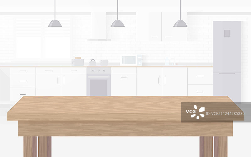 现代的新光厨房内部与白色图片素材