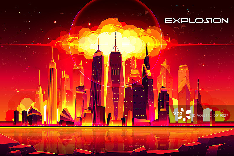核爆炸城市大都市蘑菇云图片素材