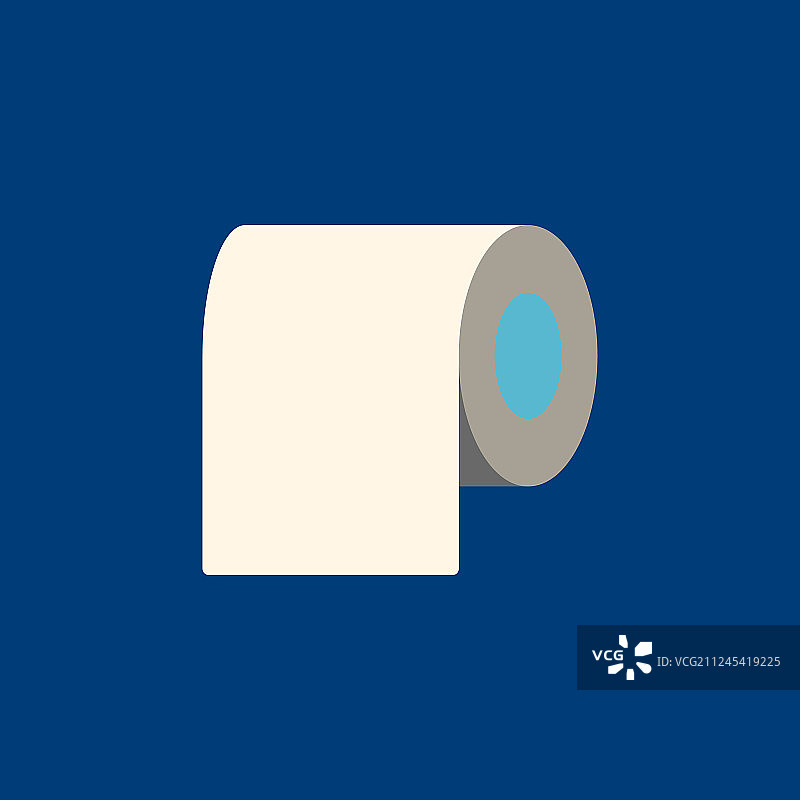 厕纸平面图标上的蓝色背景图片素材