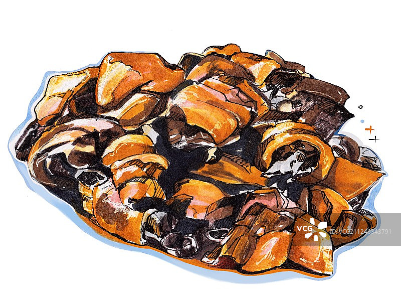 泉州龙岩客家 美食马克笔手绘插画素材 传统美食小吃香肉图片素材