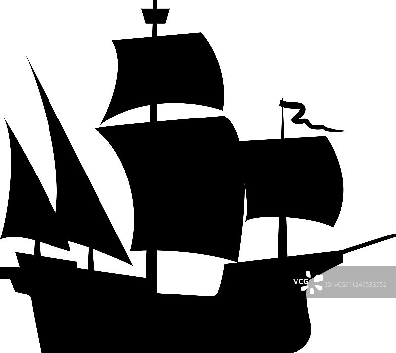 中世纪船只图标黑色，风格简单图片素材