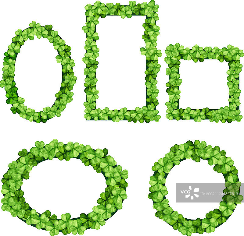 圣帕特里克节绿色三叶草框系列图片素材