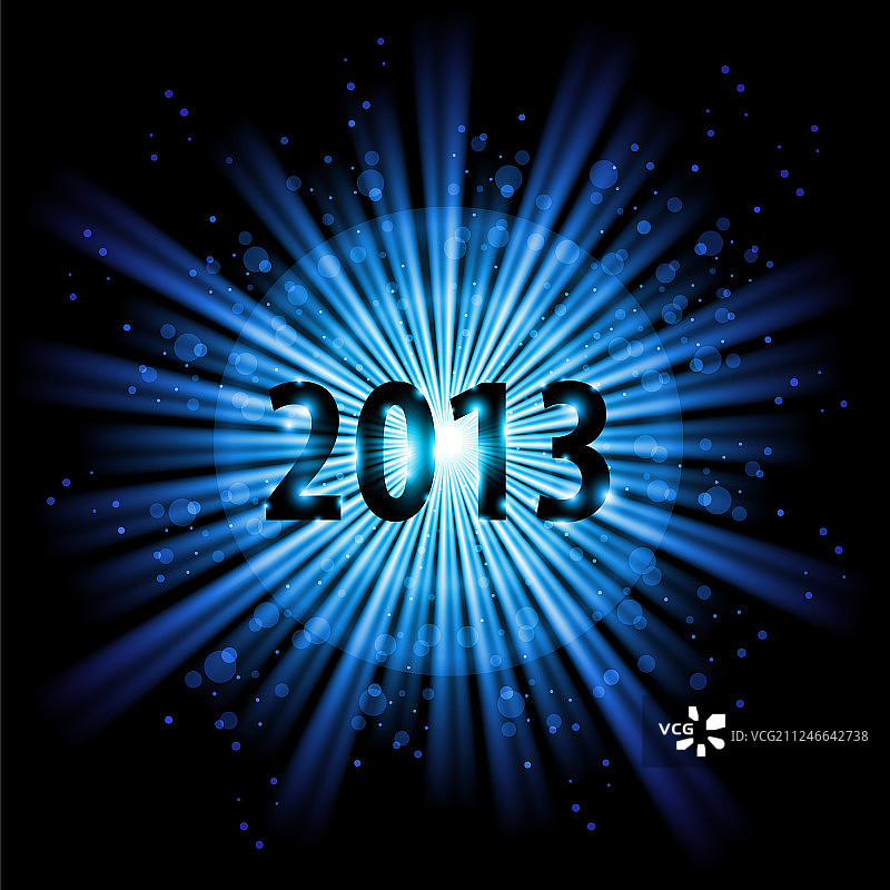 蓝色抽象新年快乐2013图片素材