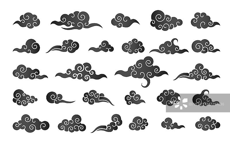 云在中国风格的抽象黑色云集图片素材