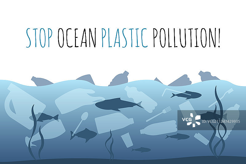 阻止海洋塑料污染塑料垃圾袋图片素材