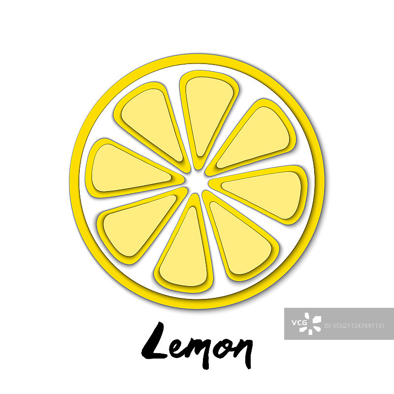 纸切黄色柠檬切形状三维抽象图片素材