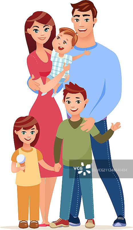 步行幸福家庭卡通风格图片素材