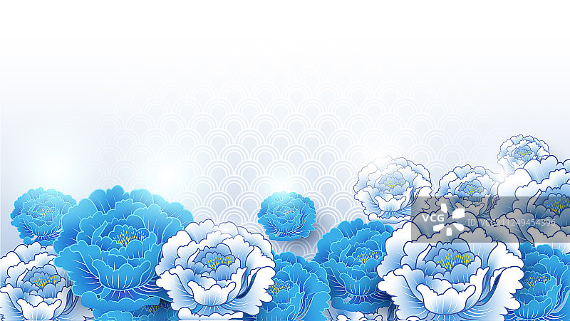 亚洲传统蓝白花背景图片素材