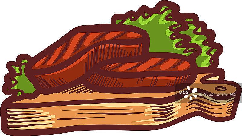 烤牛排图标手绘风格图片素材