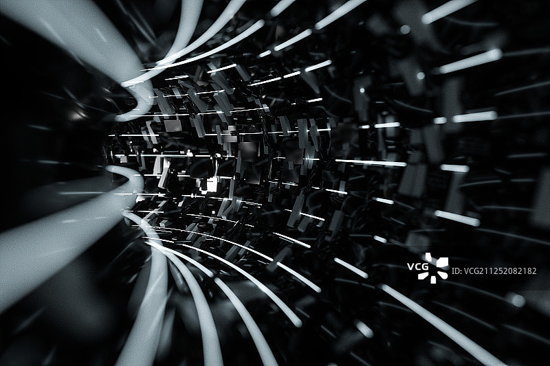 方块粒子组成的隧道 三维渲染图片素材