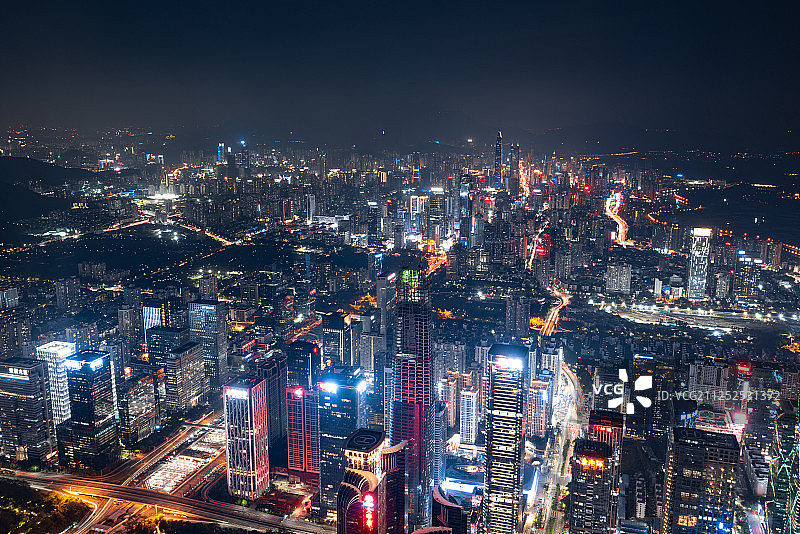 深圳福田区市中心CBD的繁华夜景图片素材