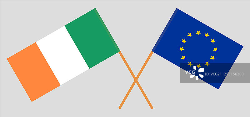 爱尔兰和欧盟的旗帜图片素材