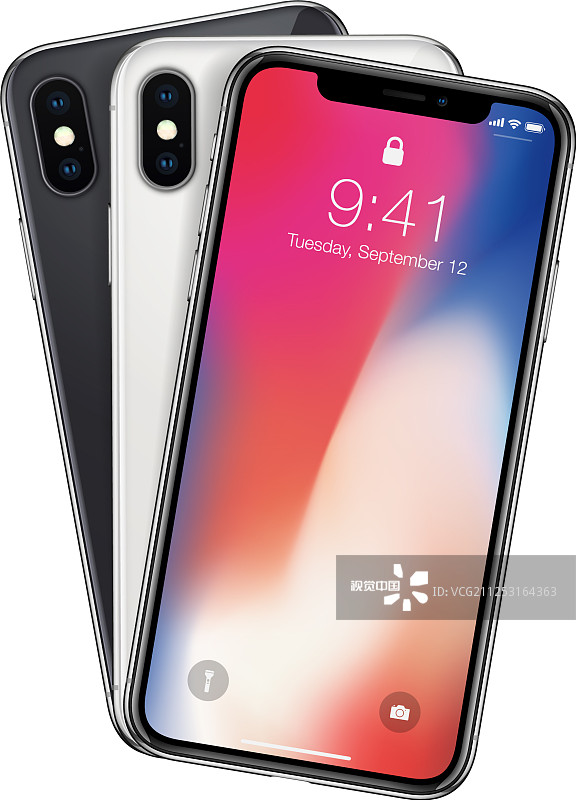 新手机x的前框和白色黑色的背面图片素材