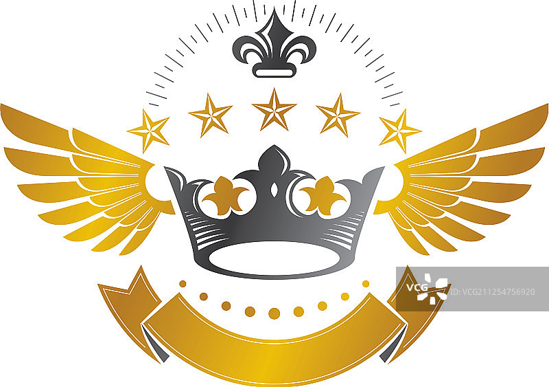 古代皇冠徽章纹章设计元素图片素材