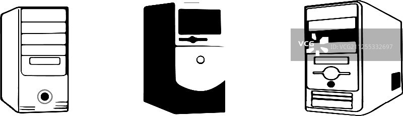 白色背景上的电脑机箱图标图片素材