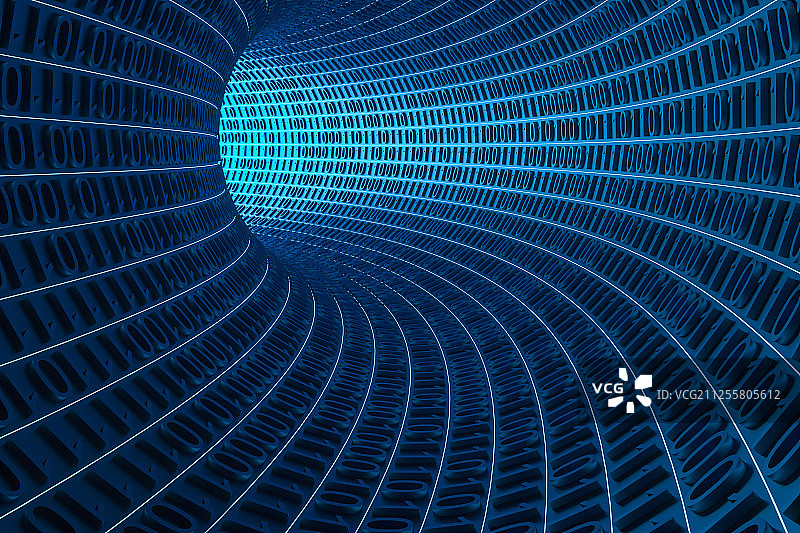 3D数字信息未来隧道图片素材