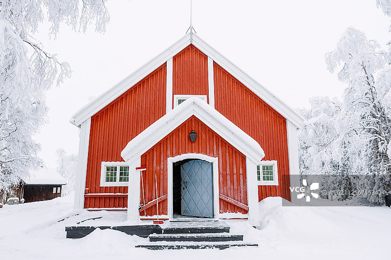 瑞典尤卡斯耶尔维教堂Jukkasjärvi Kyrka图片素材