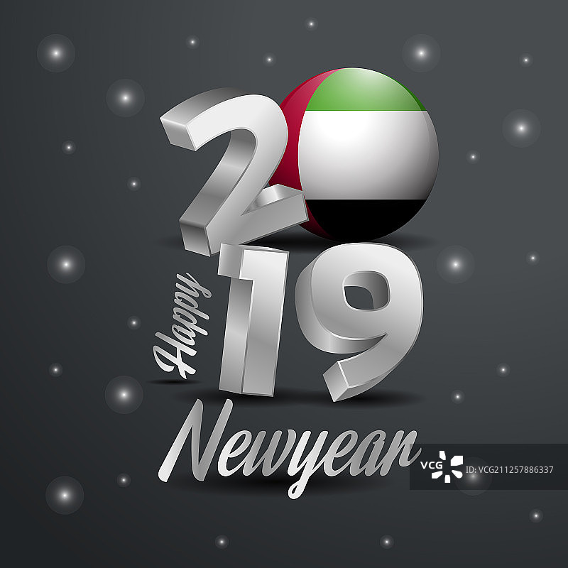 2019年新年快乐阿联酋国旗印刷抽象图片素材
