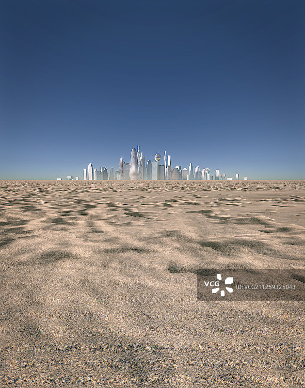 沙漠中的未来之城。图片素材