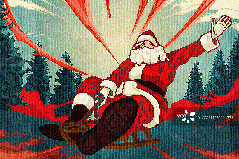圣诞节坐雪橇的圣诞老人图片素材