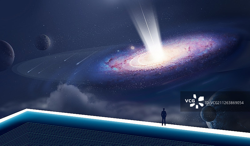 宇宙空间星球黑洞未来商务科技风插画图片素材