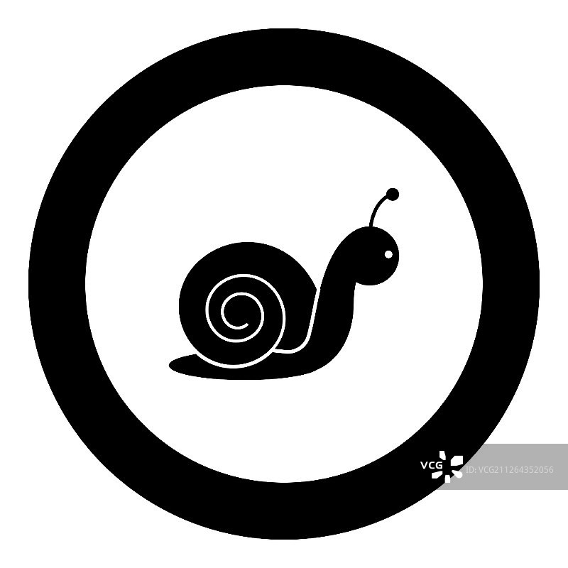 蜗牛图标黑色圆形矢量插图图片素材