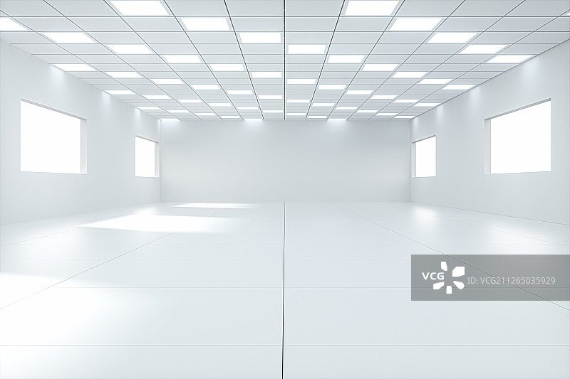 纯白色概念室内空间背景 三维渲染图片素材
