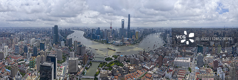 上海城市景观黄浦江两岸航拍图片素材