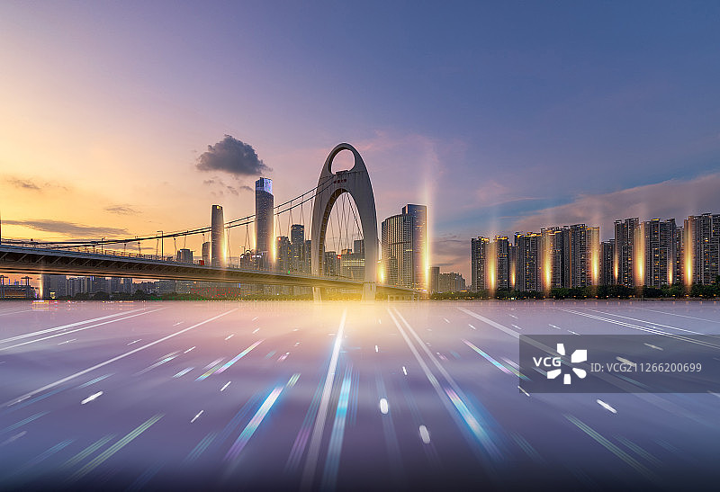光线智能未来科技感商务房地产广告广州猎德桥城市建筑都市风光图片素材