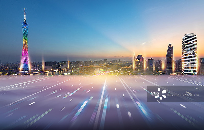光线智能未来科技感商务房地产广告广州城市天际线建筑都市风光图片素材
