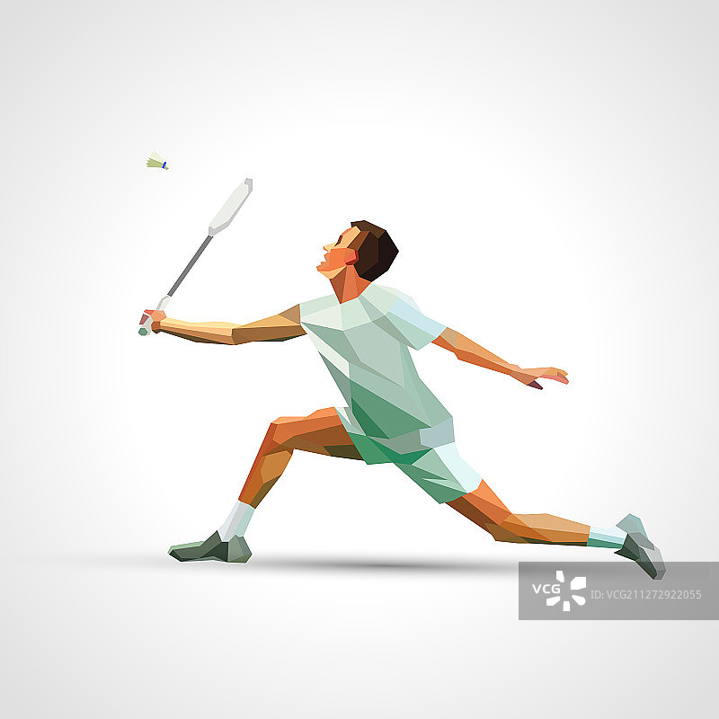 多边形职业羽毛球运动员图片素材