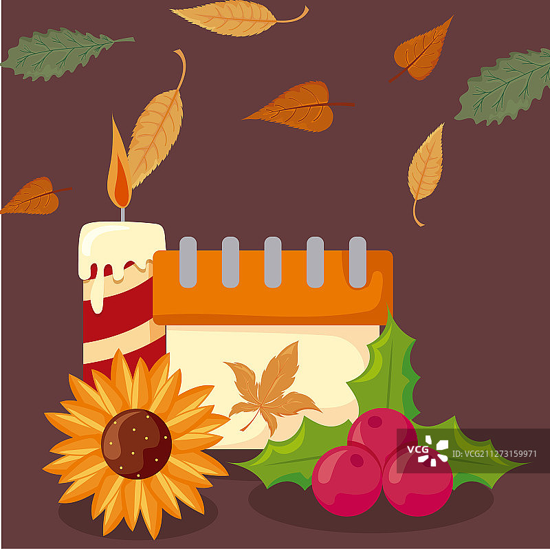 设置图标感恩节与秋天的树叶图片素材