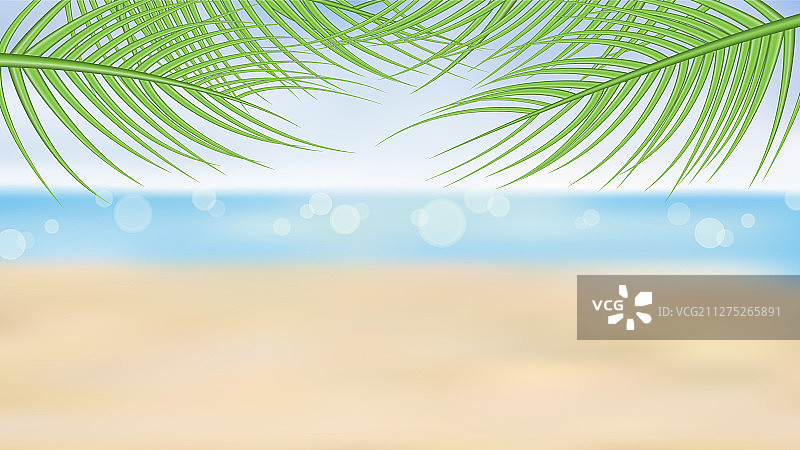 夏日海滩和热带海上的棕榈树图片素材